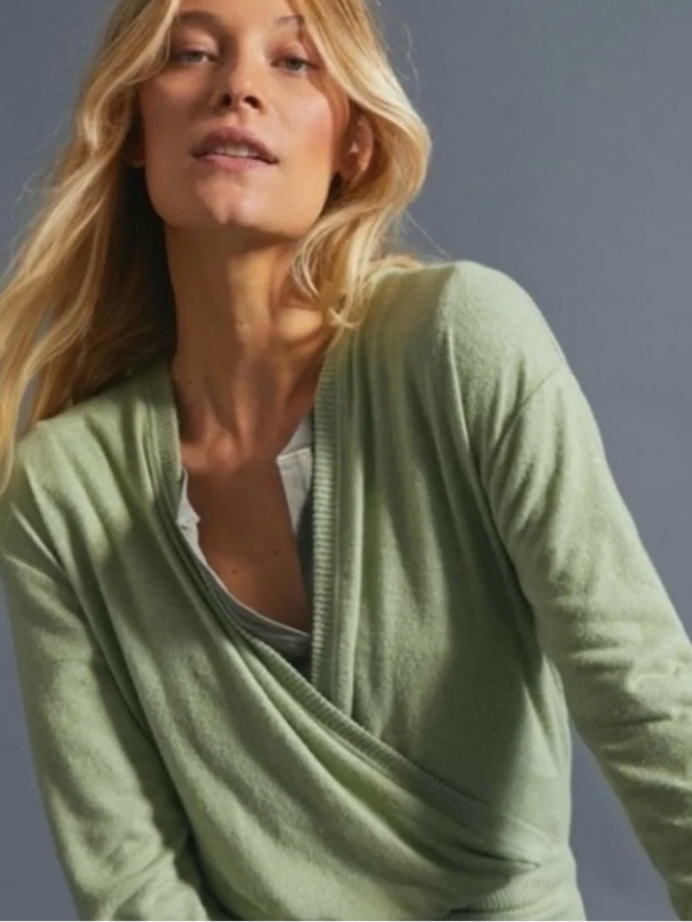 Anthropologie Rocio Surplice Wrap Sweater Green XS